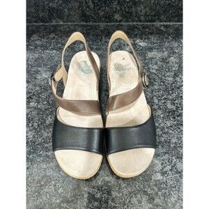 Dansko Womens Majory Sandals  Size EU 37 US 6.5 Black And Brown Open Toe Comfort